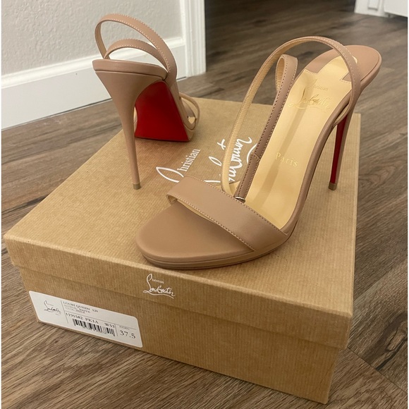 Christian Louboutin Shoes - Christian Louboutin -Loubi Queen -Women Size 7 -Nappa Leather (Nude)